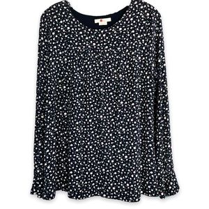 Boden Navy Blue Pullover Top Super Soft with White Floral Print Size 10